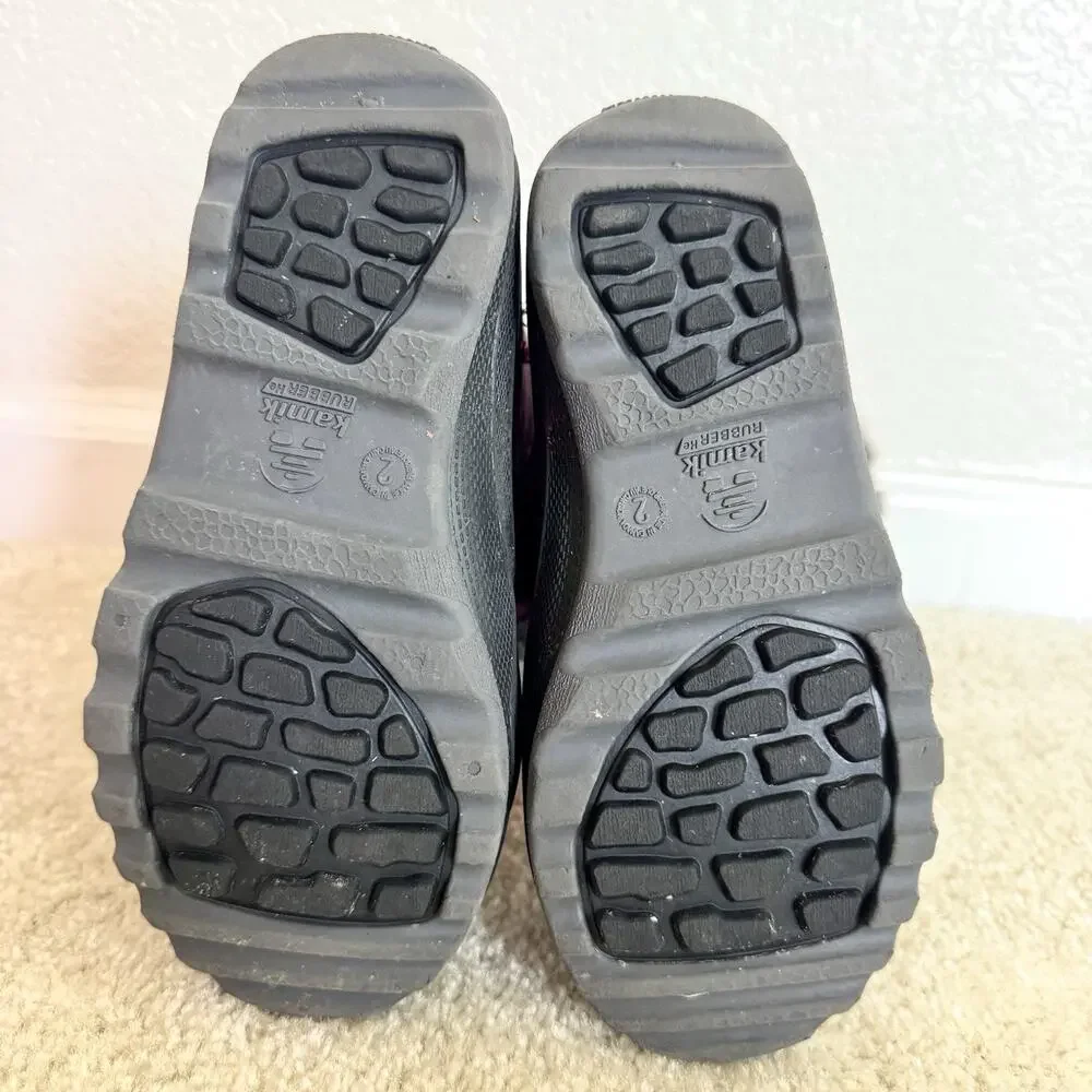 Kamik Snowangel Girls Size 2 Purple Snow Boots Faux Fur Waterproof Winter Shoes